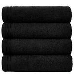 GC GAVENO CAVAILIA Large Towels Bath Sheet - Highly Absorbent Egyptian Cotton Towel Set - 4 Pack Extra Soft Large Bath Towel Black - Quick Dry Bath Sheets - 450 GSM Washable Towels, 75X135 Cm