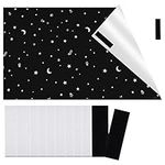 Portable Blackout Blinds, 145*200CM Blackout Material Temporary Blackout Blinds Stick On Window No Drill Blackout Blinds with 10PCS Self Adhesive Fasteners for Nursery Bedroom and Travel(Black+Star)