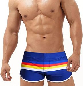 UXH Men's Swimming Trunks Swimwear Swummer Strips Beach Short Pants, Dark Blue, X-Large