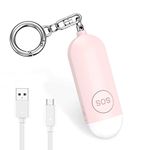 Personal Alarm for Women Elderly, Brifit Police Approved Rape & Panic Alarm with 130dB Loud Alarm and LED Flashlight, Small Rechargeable Personal Alarm Keyring for Students, Girls, Kids, Walker (Pink)