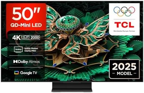 TCL 50C7K-UK 50 Inch QD-Mini LED TV, 4K HDR Premium 2000, Smart TV Powered by Google TV (Dolby Vision IQ & Atmos, HVA Panel, 144Hz Motion Clarity Pro, Game Master)