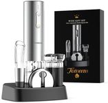 Electric Wine Opener Set, Rechargeable Wine Bottle Opener with Vacuum Stoppers,Wine Pourer, Foil Cutter,and Storage Stand, Ideal Wine Accessories & Wine Gift Set for Wine Lovers