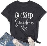 MAIHUN Blessed Grandma Shirt for Women Grandmother Heart Graphic Tees Grandma Gift T-Shirt Tops Green, Grey, X-Large