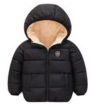 Boy Winter Down Jacket Windproof Snowsuit Light Weight Long Sleeve Outerwear Snow Wear Black 6-7 Years