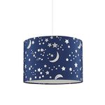 LITECRAFT Glow Light Shade 30cm Easy Fit Moon and Stars Lampshade - Blue