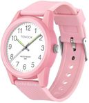 TENOCK Kids Analog Watches for Girls Boys Kids Watches with Soft Band Learning Time 50M Waterproof Children Watch Easy to Read for Ages 6 Kids Great Birthday Gifts (Light-Pink)