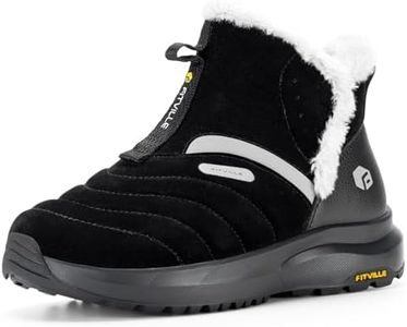 FitVille Women's Winter Boots, Extra Wide Winter Shoes, Warm Lined Snow Boots, Winter Short Shaft Boots, Slip-On Boots with Velcro Fastening, Non-Slip Outdoor Boots, black, 39.5 EU Weit