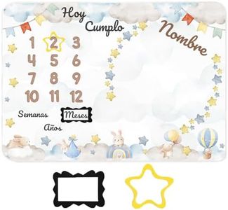 Mababyshop, Manta Hitos Bebé Personalizada | Fondo Fotos Bebés en Español, Decorado Animalitos y Gran Tamaño para Regalo de Baby Shower
