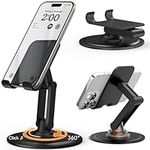 Cooper 360° Stand - Adjustable Cell Phone Stand for Desk | 360° Click-Rotating, Multi-Angle, Non-Slip Metal Base, Foldable & Portable | iPhone Stand for Desk, Cell Phone Stand Holder (Piano Black)