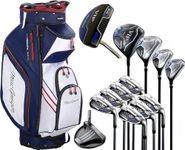 MacGregor VIP Mens 12 Piece Graphite Complete Golf Set & Deluxe Cart Bag Navy/White/Red