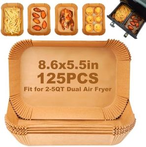 Air Fryer Disposable Paper Liners: 125Pcs Rectangle 8.6x5.5" Parchment Paper Non-stick Food Grade Liners for Dual Basket | Rectangular Air Fryer