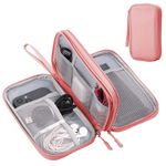 Arae Electronic Organizer, Travel Cable Organizer, Double Layers Portable Waterproof Pouch, Electronic Accessories Storage Case for Cable, Cord, Charger, Phone, Earphone (Pink)