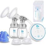 Bellababy MiniO Breast Pump,Electric Double Breast Pump Rechargeable,Come with 24mm Detachable Flanges,10 Storage Bags,2 Storage Bag Adapters,2 Bottle Neck Adapters