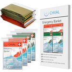 CHVAL Survival Blanket Emergency Mylar Thermal Blankets, Portable Space Blankets Survival Camping Emergency Blankets. Suitability for Camping, Bug Out Bag, Survival, Hiking. (Orange & Green)