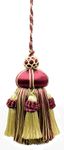 Elegant Hand-crafted 10cm (4") Key Tassel, 8.5cm (3 1/2") Loop, accented with Crown Tassels (Style# KTAX4) Burgundy Gold Red Multicolor #1253 (Carmine Red, Yellow Gold, Dark Red) Individually Sold