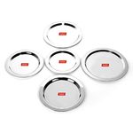 Sumeet Stainless Steel Heavy Gauge Ciba/Lids/Tope Cover Set of 5 Pcs (Big Size - 17Cm, 18.8Cm, 20Cm, 21.3Cm, 22.8Cm), Silver