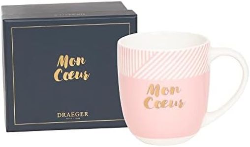 DRAEGER PARIS | Mug rose en céramique "Mon cœur" | Idée Cadeau pour Amis, Couple, Amoureux, Famille, Sœur | Mug et tasse à café avec Coffret Cadeau