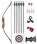 Vogbel Archery Takedown Recurve Bow and Arrow Set 30lb 40lb Longbow Kit for Adult Beginner Outdoor Hunting Shooting Training Right Hand Bow(Wood,30lb)