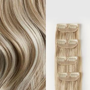 Luxy 100% Remy Human Hair – Scalp Hair Fill-Ins - Clip-Ins for Scalp & Part Line Coverage - Natural Coverage for Thinning Areas, Lightweight Mesh Bands 40 grams 16" Natural Blonde Balayage