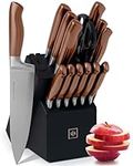 Copper Knife Set with Block - 14 PC