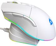 KLIM Blaze Pro Rechargeable Wireless Gaming Mouse with Charging Dock RGB - New 2024 - High-Precision Sensor and Long-Lasting Battery - Up to 6000 DPI - Great PC Gaming Mouse Wireless - White