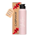 CASPIAN /// Hike Stainless Steel Customize Sipper Water Bottle (CUS-Light Pink 1 Litre, Set of 1)| Leak Proof Thunder for Fridge Home Office Travel School Kids Boys Girls Adults Sports Gym Yoga