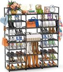 W&H Shoe Rack Storage Organizer - 9 Tier Metal Shoe Rack, Save-Space Vertical Shoe Rack are Used in Entryway Closet, Sturdy And Durable Large Shoe Rack for 50-55 Pair Shoe Boot Storage - Black