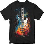 ME VENTURES Men T-Shirt || Regular Fit T-Shirt for Men || Printed T Shirt | Guitar Black (2XL)