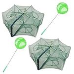 Folding Fish Trap, ZffXH 2pcs Fishing Bait Trap Foldable spider Crab Crayfish Fish Minnow Crawdad Shrimp Net Cast Portable Umbrella Fish Trap