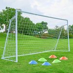 Soccer Goal 12×6, 8×6 and 6×4 FT Soccer Goals for Backyard, 2" Diameter Steel Soccer Goal for Kids and Adults Large Soccer Goal Powder Coated Galvanized Steel Post with Soccer Target Net for Training