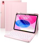 typecase Folio Keyboard Case for iPad 10th Generation 2022 (10.9"), 7-Color Backlit, Magnetic Wireless Detachable, Thin & Light, Pencil Holder, Light Pink