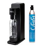 BIBO Fizz Sparkling Water and Soda Maker Machine - Make Carbonated Fizzy Drinks at Home - Includes Reusable BPA-free 1 Litre Water Bottle & 60 Litre CO2 Gas Canister, Black