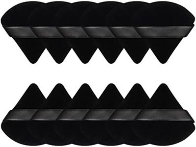 Pimoys 12 Pieces Powder Puff Face Triangle Makeup Sponge for Loose Powder Setting Powder Velour Foundation Blender Sponge Beauty Makeup Tool, Black