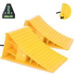 Homeon Wheels RV Camper Large Wheel Chocks with Handle and Rope for Safety-Car Chocks, Tire Chocks, Trailer Solid Heavy Duty Wheel Chocks-2 Packs.(Yellow)