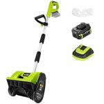 SnapFresh 20V Snow Shovel Cordless,12” Electric Snow Thrower kit,Adjustable Handle, Directional Plate, Handheld Battery Powered Snow Thrower for Driveway Clearing,4.0Ah Battery & Fast Charger Included