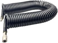 Darnassus Polyurethane Recoil Air Hose, Air Compressor Hose with 1/4" Swivel Fittings, for Industrial, Household, Garage, Station (50 FT, Black)