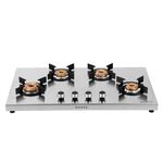 Haute Kitchen Evoque series 2.0 Steel 4Burner Manual Stove | 2MM thick steel | 1 Jumbo 1 Medium 2 Small | 5 years warranty on Burner, Valves By Haute Home.