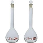 250ml Volumetric Flask, 3.3 Boro Glass, Class A, Ground Stopper, Karter Scientific 213W6 (Pack of 2)