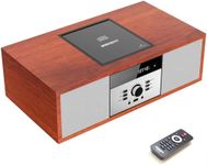 Nostalgic Bluetooth Stereo System for Home, WISCENT Vintage Micro HiFi Systems CD Player,with Bluetooth Audio Streaming,FM Radio,USB Port,Aux-in,Earphone Port (Brown)