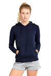 Sofra Women's Thin Cotton Pullover Hoodie Sweater - Blue - Medium