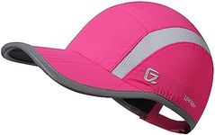 GADIEMKENSD Baseball Cap Nylon Running Cap Outdoor Sports Hat for Men Women Adjustable Quick Drying Reflective Foldable UPF50+ Breath Mesh Water Repellency Race Performance Lightweight Rose Red