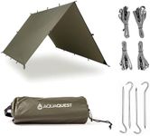 AquaQuest Safari Tarp Kit – Lightweight Waterproof (5,000 mm) Seam-Taped Ripstop Rain Fly for Backpacking, Thru-Hiking & Hammock Camping – 10x7 Olive Drab