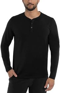 X RAY Men's Men's Henley Shirts Long Sleeve, 95% Cotton Stretch Basic Slim Fit Henley Shirts for Men, Black, Small