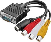 tunghey Connectors VGA to AV Vga to S-Video +3For RCA DVD Player Adapter Cable HD15pin One for Four Cable Adapter (1pack)