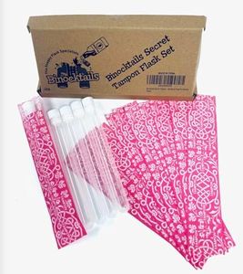 Binocktails Secret Tampon Flask Set, Includes 5 Pcs 1 Oz. Tube Flasks and 10 Reusable Self Adhering Wrappers, Flasks for Girls, Great Secret Flask for Women