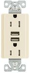 Eaton TR7755LA-BOX 15 Amp 125V Combination USB 3.1A Charger with Duplex Receptacle, Light Almond