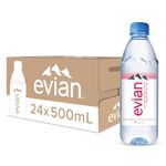 Evian Mineral Water, Naturally Filtered Drinking Water, 500ml Bottled Water Crafted by Nature, Case of 24 x 500ml Evian Water Bottles