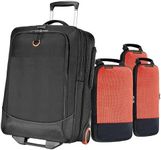EVERKI Travel Essentials Bundle: 35L Wheeled Carry-On Laptop Bag & 18.2L Compressible Packing Cubes (3-Pack) – Durable, TSA-Ready Design for Work and Travel – Orange + Black