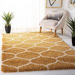 Carpet For Living Room Shaggy Carpet Fur & Fluffy Rugs (Gold &Ivory Moraccan, 10 X 10 Feet (Round), Microfibre)