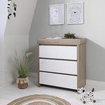 Tutti Bambini Modena Baby Changer Dresser Station Unit - Solid Wood 3 Drawer Chest Top Changer (White & Oak)